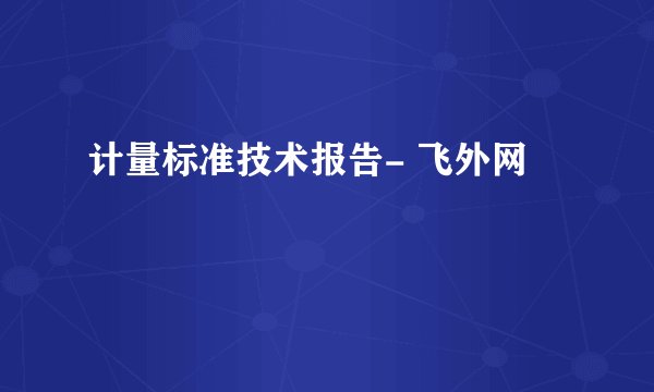 计量标准技术报告- 飞外网