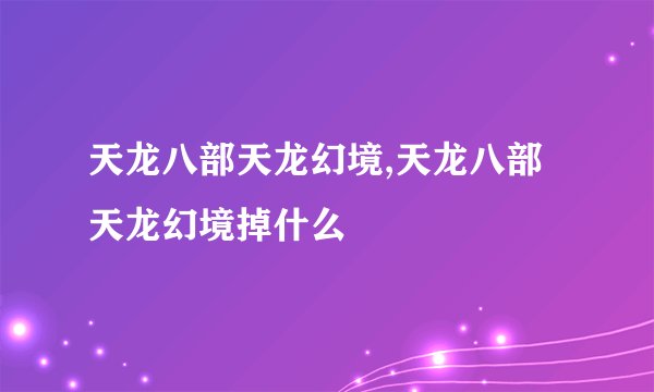天龙八部天龙幻境,天龙八部天龙幻境掉什么