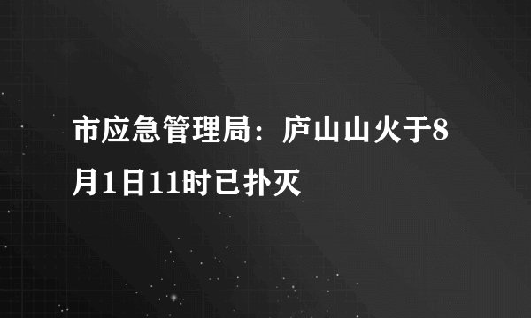 市应急管理局：庐山山火于8月1日11时已扑灭