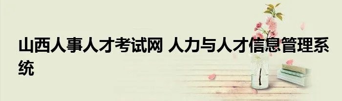 山西人事人才考试网 人力与人才信息管理系统