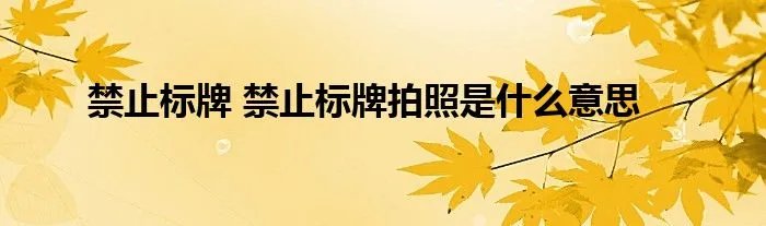 禁止标牌 禁止标牌拍照是什么意思