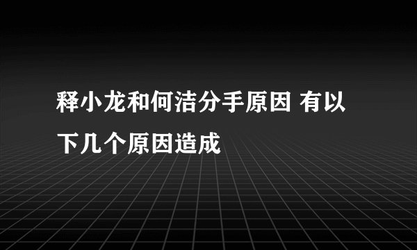 释小龙和何洁分手原因 有以下几个原因造成
