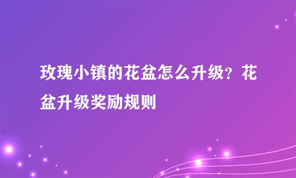玫瑰小镇的花盆怎么升级？花盆升级奖励规则
