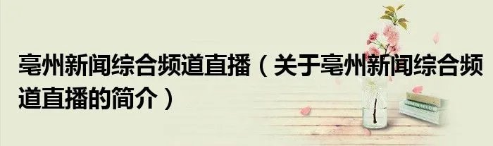 亳州新闻综合频道直播（关于亳州新闻综合频道直播的简介）