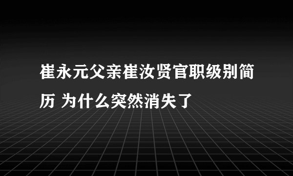 崔永元父亲崔汝贤官职级别简历 为什么突然消失了