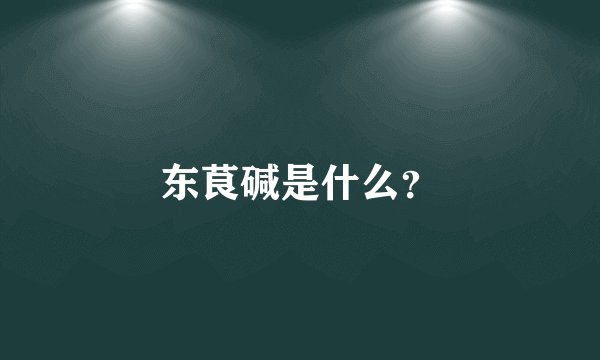 东茛碱是什么？