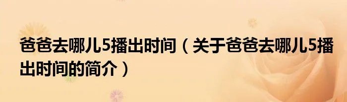 爸爸去哪儿5播出时间(关于爸爸去哪儿5播出时间的简介)