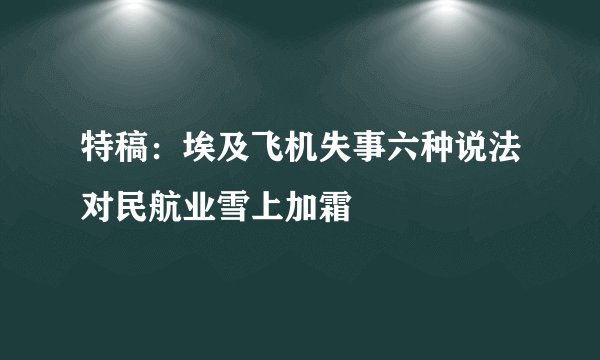 特稿:埃及飞机失事六种说法对民航业雪上加霜
