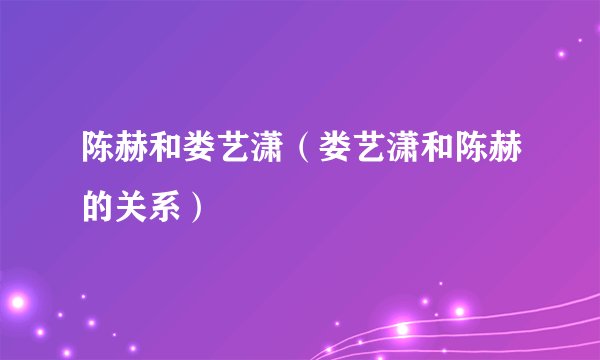 陈赫和娄艺潇（娄艺潇和陈赫的关系）