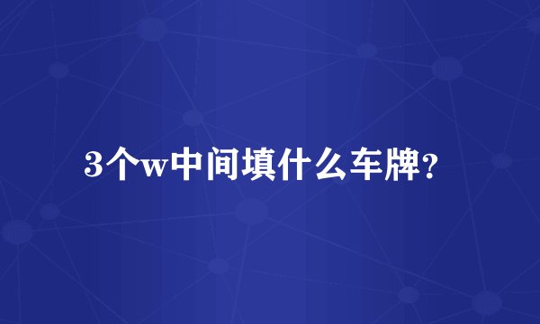 3个w中间填什么车牌？