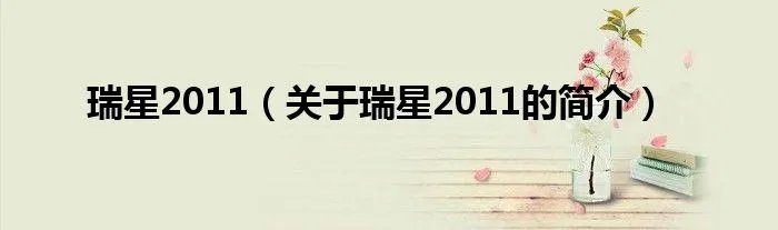 瑞星2011（关于瑞星2011的简介）