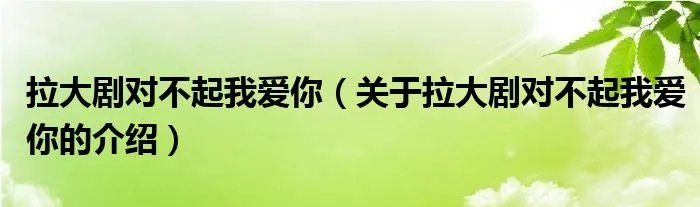 拉大剧对不起我爱你（关于拉大剧对不起我爱你的介绍）
