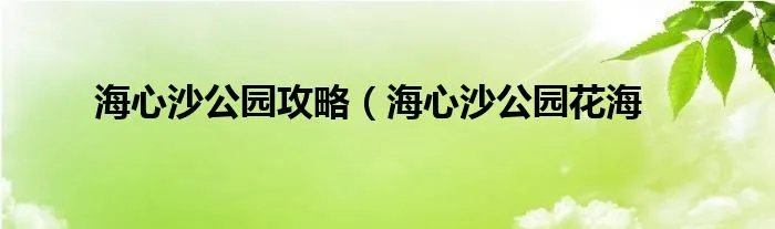 海心沙公园攻略（海心沙公园花海