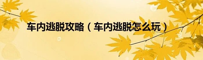 车内逃脱攻略（车内逃脱怎么玩）