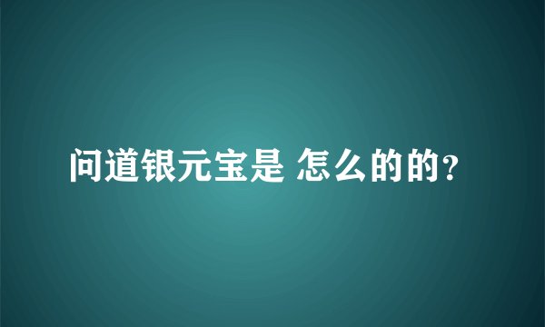 问道银元宝是 怎么的的？