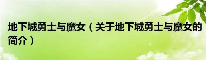 地下城勇士与魔女（关于地下城勇士与魔女的简介）