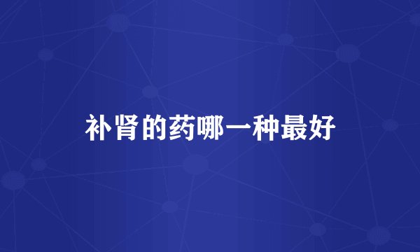补肾的药哪一种最好