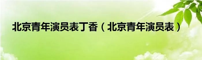 北京青年演员表丁香（北京青年演员表）