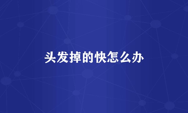 头发掉的快怎么办