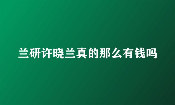 兰研许晓兰真的那么有钱吗