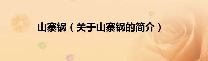 山寨锅（关于山寨锅的简介）