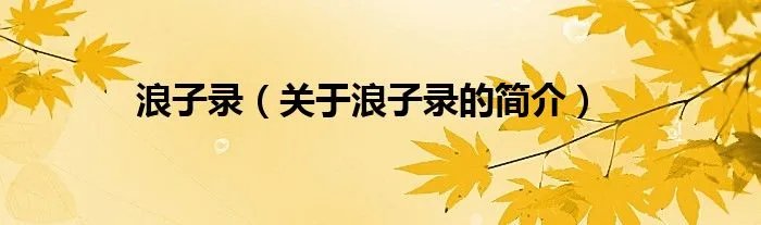 浪子录（关于浪子录的简介）