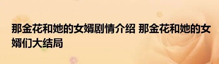 那金花和她的女婿剧情介绍 那金花和她的女婿们大结局