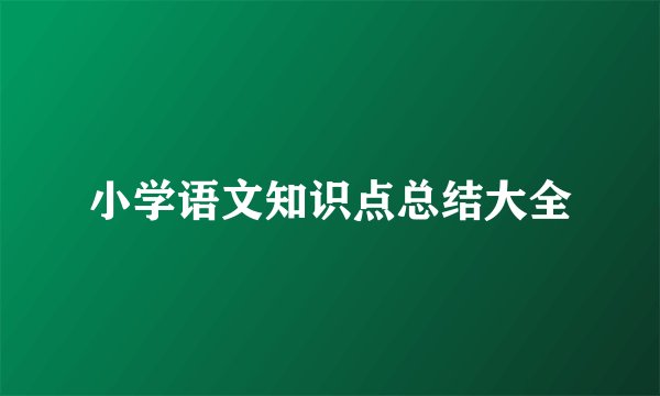 小学语文知识点总结大全