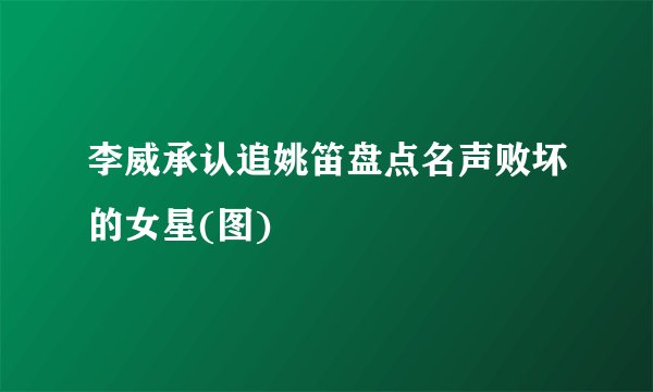 李威承认追姚笛盘点名声败坏的女星(图)