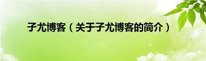 子尤博客（关于子尤博客的简介）