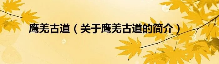 鹰羌古道（关于鹰羌古道的简介）