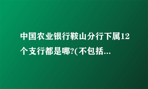 中国农业银行鞍山分行下属12个支行都是哪?(不包括海台岫)
