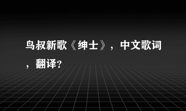 鸟叔新歌《绅士》，中文歌词，翻译？