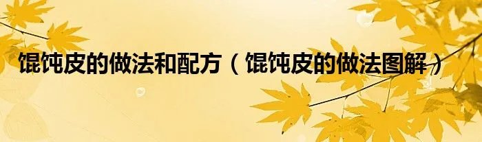 馄饨皮的做法和配方（馄饨皮的做法图解）