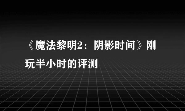 《魔法黎明2：阴影时间》刚玩半小时的评测