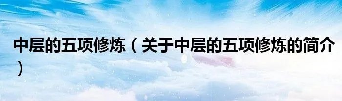 中层的五项修炼（关于中层的五项修炼的简介）