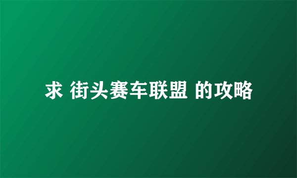 求 街头赛车联盟 的攻略