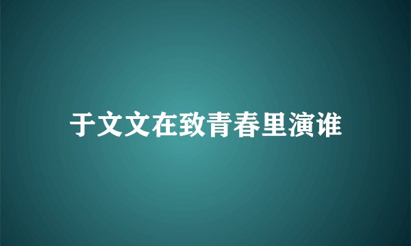 于文文在致青春里演谁