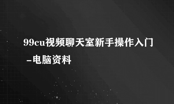 99cu视频聊天室新手操作入门 -电脑资料