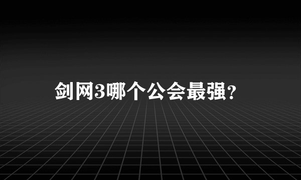 剑网3哪个公会最强？