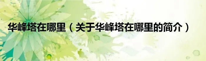华峰塔在哪里（关于华峰塔在哪里的简介）