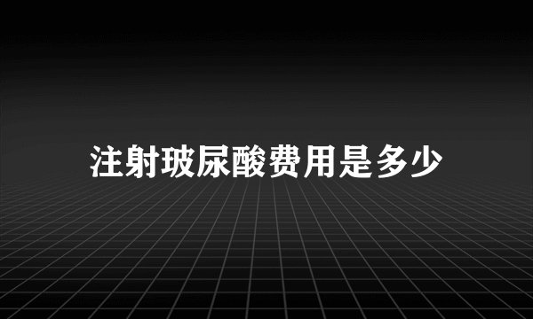 注射玻尿酸费用是多少