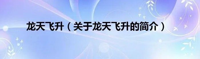 龙天飞升（关于龙天飞升的简介）