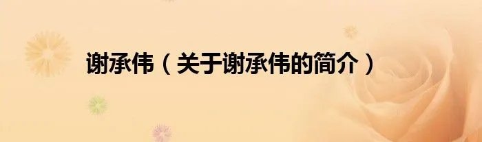 谢承伟（关于谢承伟的简介）