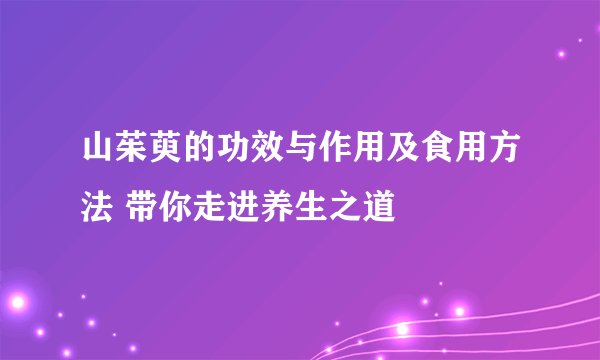 山茱萸的功效与作用及食用方法 带你走进养生之道