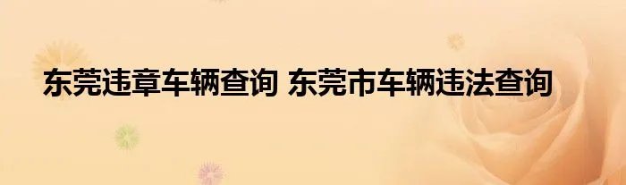 东莞违章车辆查询 东莞市车辆违法查询