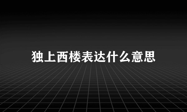 独上西楼表达什么意思