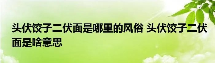 头伏饺子二伏面是哪里的风俗 头伏饺子二伏面是啥意思