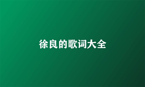 徐良的歌词大全