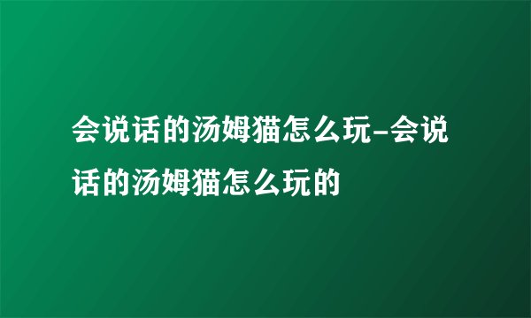 会说话的汤姆猫怎么玩-会说话的汤姆猫怎么玩的